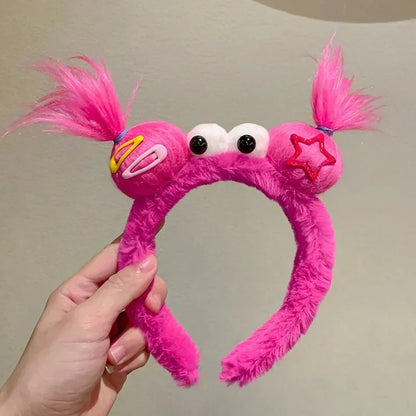 Girls Face Wash Headband Plush Skin Care Bath Shower Makeup Hair Band Soft Absorbent Cartoon Clown Doll Hair Accessories