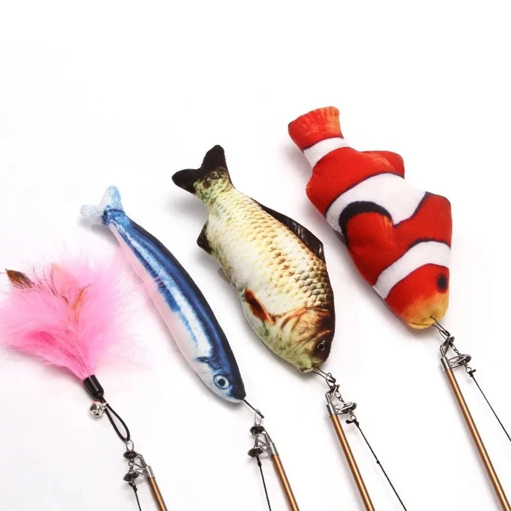 Retractable Cat Teaser Wand Toy Ultra-Long Refills Cat Feather Toys Catnip Fishing Rod Interactive Cat Toys for Indoor Cats