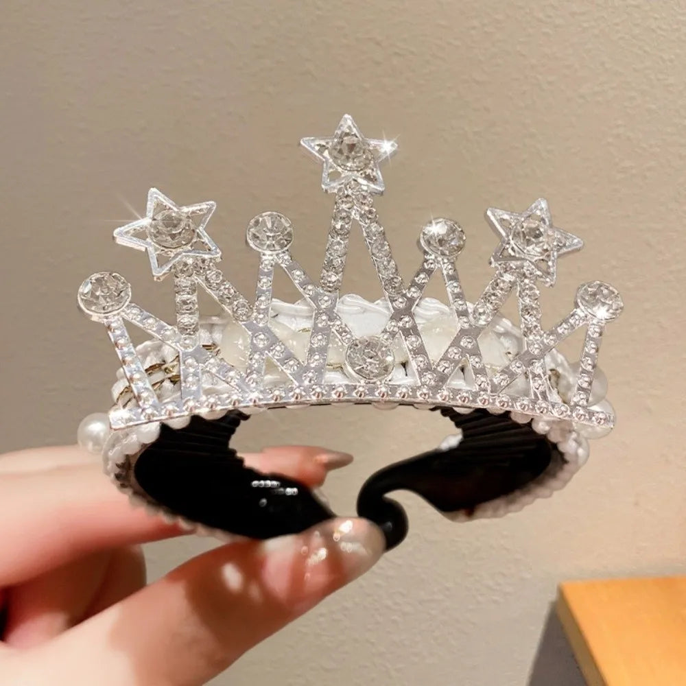 Children's New Year Crown Pearl Crystal Chinese Hair Claw Rhinestone for Princess Dress