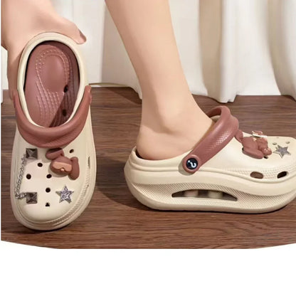 New summer thick bottom high elastic waterproof EVA clogs shoes comfortable sandals non-slip half slippers beach shoes