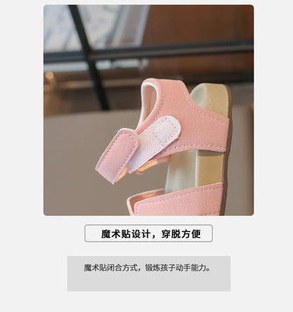 Boys Girls Sandals PU Suede Soft Beach Shoes For Children Casual Hook Loop Anti Slip Kids Sandals