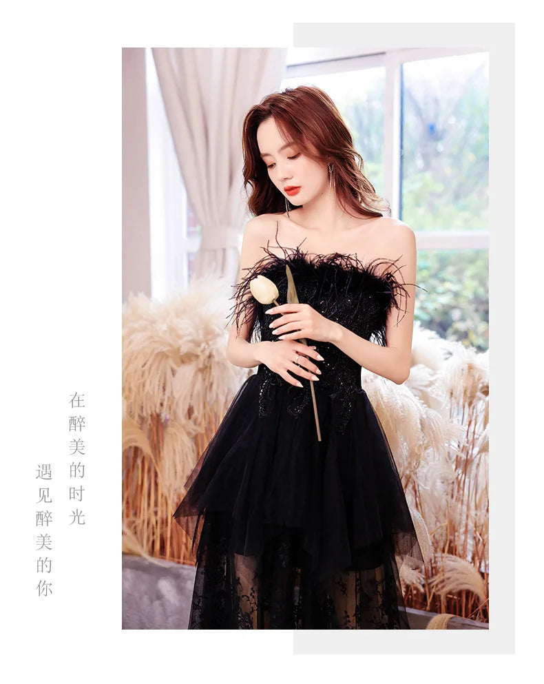 2025 Singing host Party Dresses Woman White Black Dresses for Women Evening Festive Special Occasions Luxurious Gala Dress