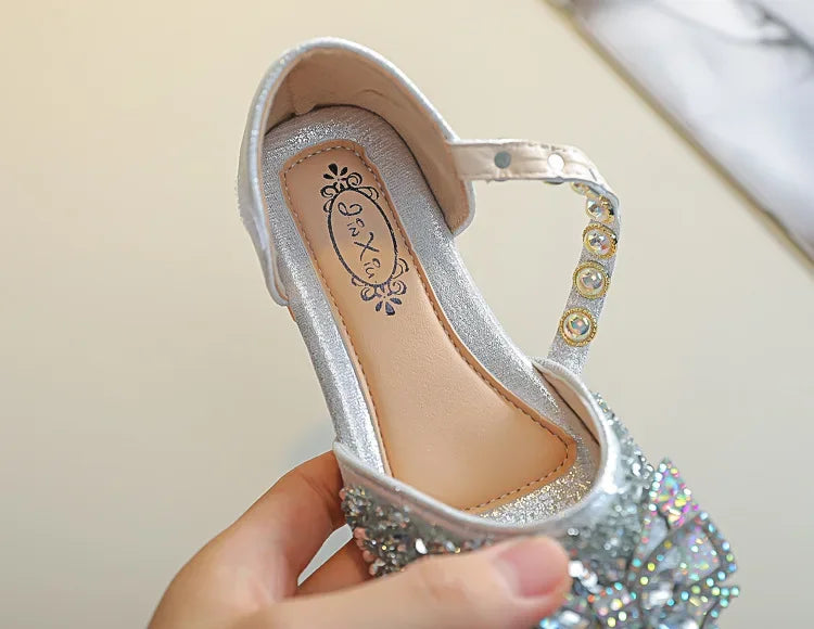 New Children Princess Shoes for Girls Bowtie Glitter Children Baby Dance Shoes Bling Bling Party Casual Toddler Girl Sandals