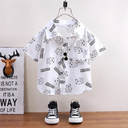 Children's shirts summer style short sleeved boys' tops baby coats children's clothing Hong Kong style casual trend wholesale