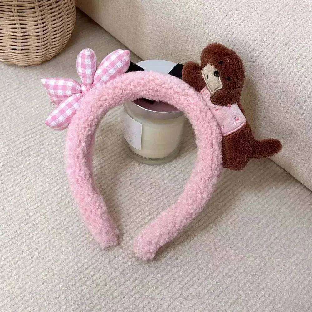 Sweet Hair Accessories Dachshund Hair Hoop Plaid Bow New Year Headwear Red Headband Moon Creative Cartoon Monkey Hairband Girls