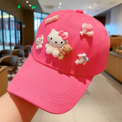 New Sanrio Animation Hello Kitty Travel Cap Spring and Autumn Girls Outdoor Versatile Baseball Cap Sun Protection Visor Hat