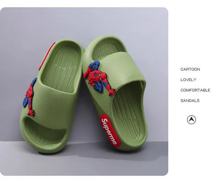 Anime peripheralsMarvel cartoon Spider-Man children's home anti-slip sandals New flip-flop boys soft-soled beach sandals EVA