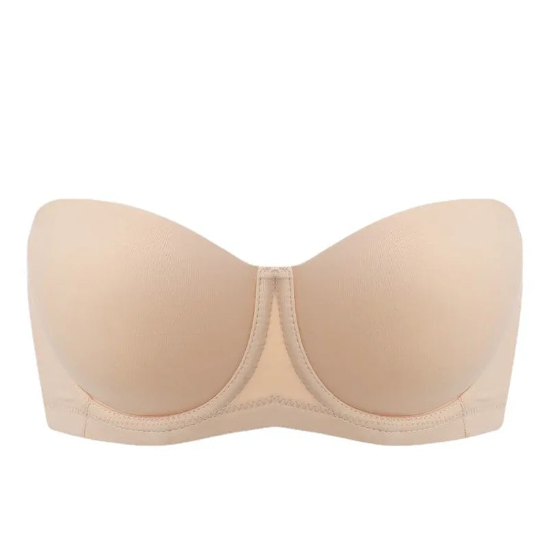 Underwire Female Lingerie Womens Strapless Bra Multiway Push Up Brassiere Seamless Slightly Lined Lift 32 34 36 38 40 42 C D E F