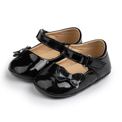 Meckior Baby Girl Shoes Newborn PU Leather Bowknot Dress Infants Shoes Rubber Non-Slip Toddler First Walker Baby Shoes Girls