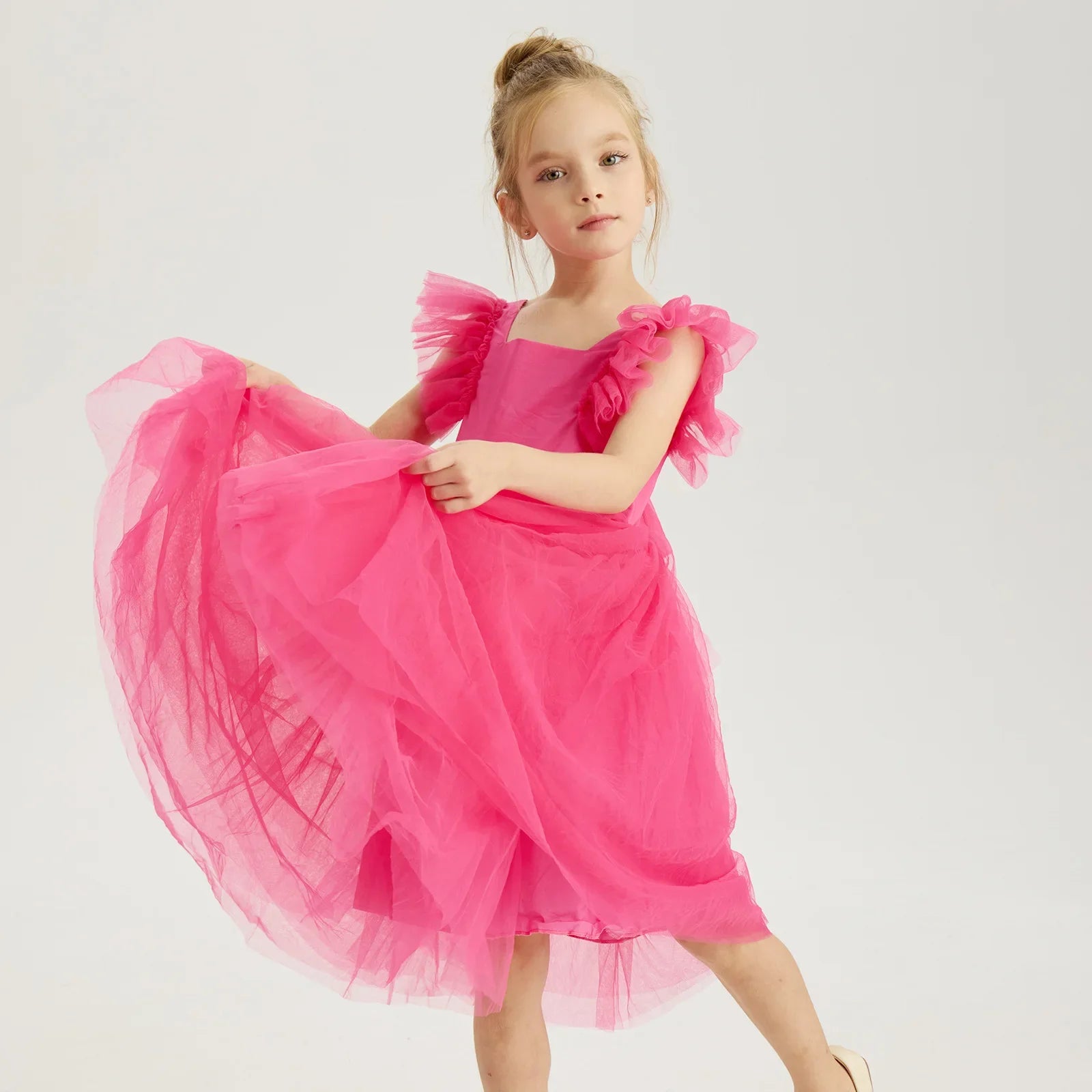 New Little Girls Party Dress for Princess Dress Solid Child Clothes Flower Girl Birthday Princess Dress for Kids