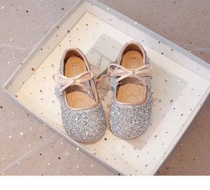 Girls Princess Shoes Round Toes Sweet Bows