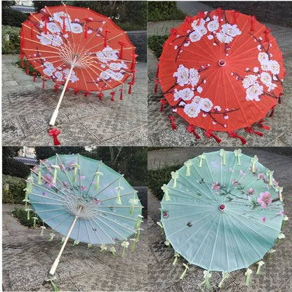 Women Umbrella Japanese Cherry Blossoms Tassel petal umbrella Chinese Style Oil Paper Umbrella