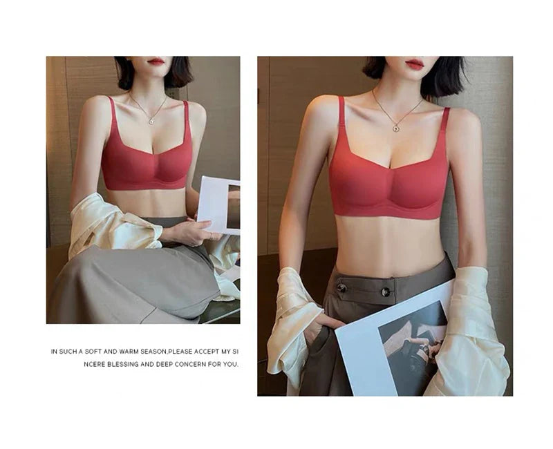 Wireless Push Up Bra for Women Soft Comfortable Anti-Sagging Upper  Support Gathering Lingerie Small Breasts ABC Cup Underwear
