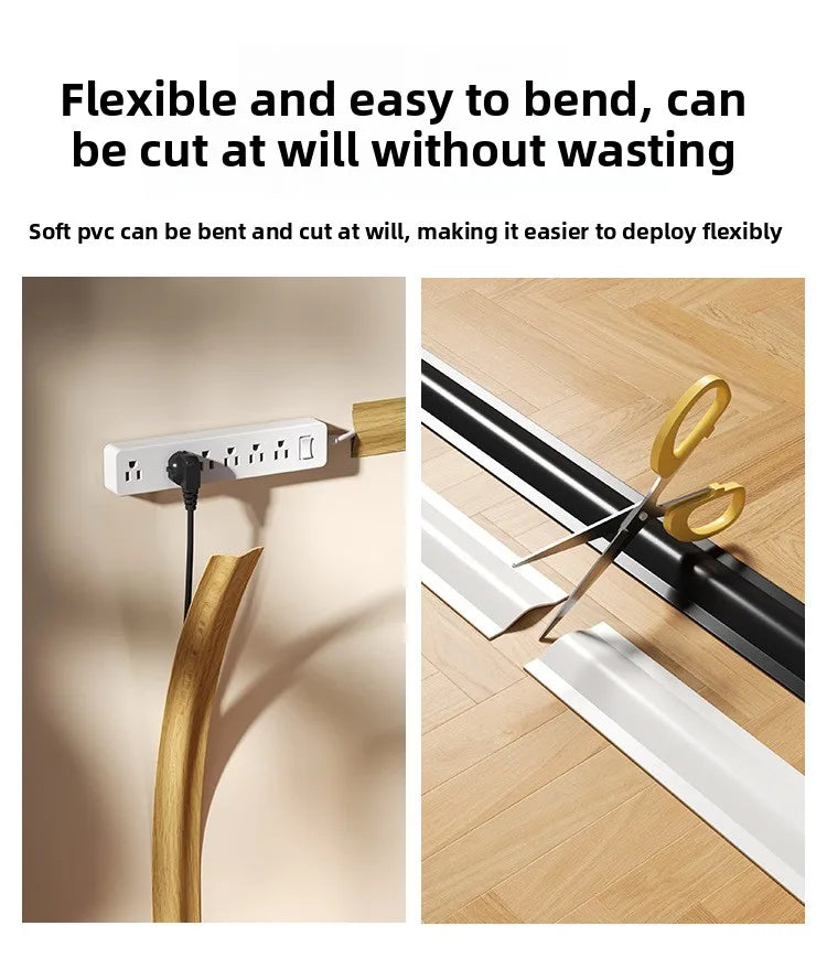 Invisible Soft Floor Wire Trough Anti Stepping Ground Mount Cable Organizer Home Office Decoration Open Management Wire Trough