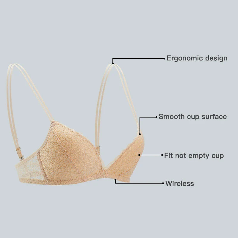 Women Bra Sexy Lace Bralette Floral Wireless Bra Female Comfortable Underwear Soft Solid Color Adjusted-straps Lingerie