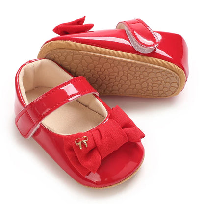 Spring and Autumn Bow Mary Jane Princess Shoes  Baby Girl Rubber Bottom Anti slip Sneaker