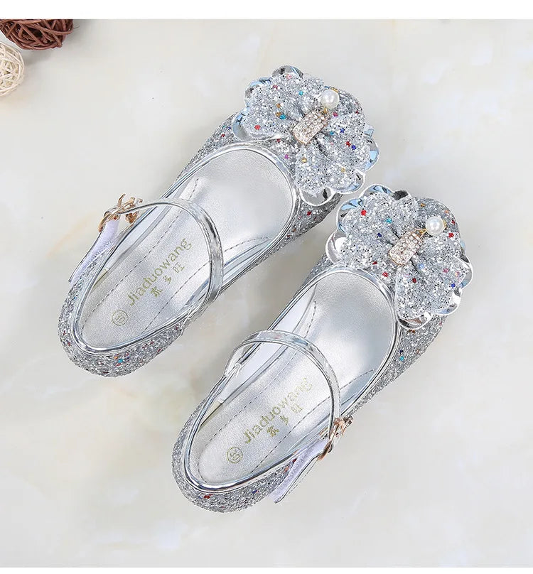 Children's Shoes  Princess Shoes Girl's Fashion Sandals Crystal Princess Shoes Blue Pink Silver