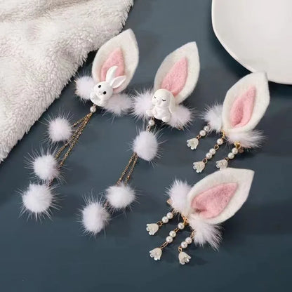 Children's Hairball Little Rabbit Hair Clip Hanfu Headwear Ancient Style Costume Hairball Pair Clip