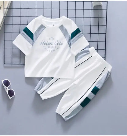 New Children's Cool Loose Fit Sportswear Korean Edition Baby Short Sleeve T-shirt 2 Pieces