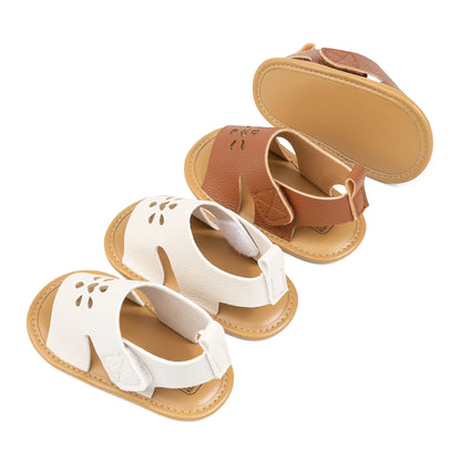 Baby Girl Summer PU Sandals Anti-slip Soft Sole Open-Toe Flower Hollow Shoes for Outdoor, School, Party