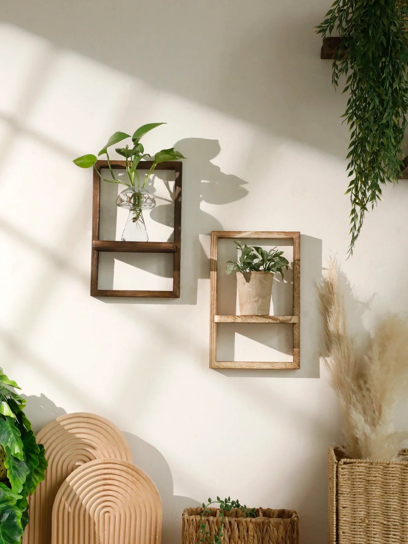 Wooden Display Shelf Floating Shelves Rustic Wood Shelves Wall Storage for Kitchen Bedroom Over Toilet Small Wall Mounted Gifts