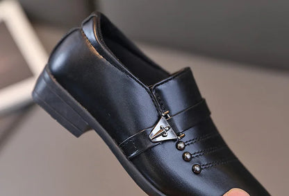 New Kids Shoes for Boys Performance Mary Jane Shoes for Fashion Party Wedding Shows Children Black Slip-on Loafers Leather Shoes