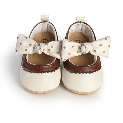Lioraitiin Toddler Baby Girls Princess Shoes Soft Bow Non-slip Bottom First Walker Shoes Shoes