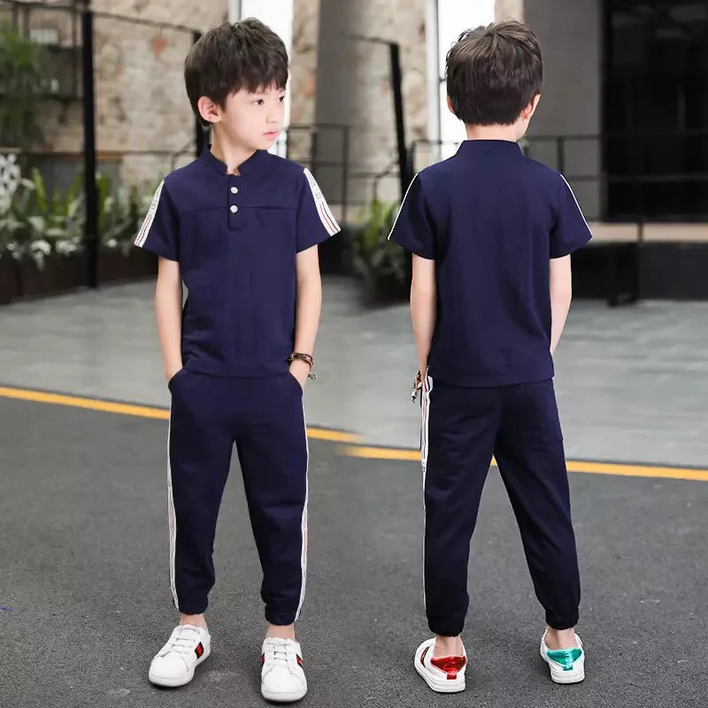 New Summer Boys Clothing Sets Children T-shirt Short Sleeve +Pants Set Two Pieces Set Kids Baby Boys Clothes 6 8 10 Years Old