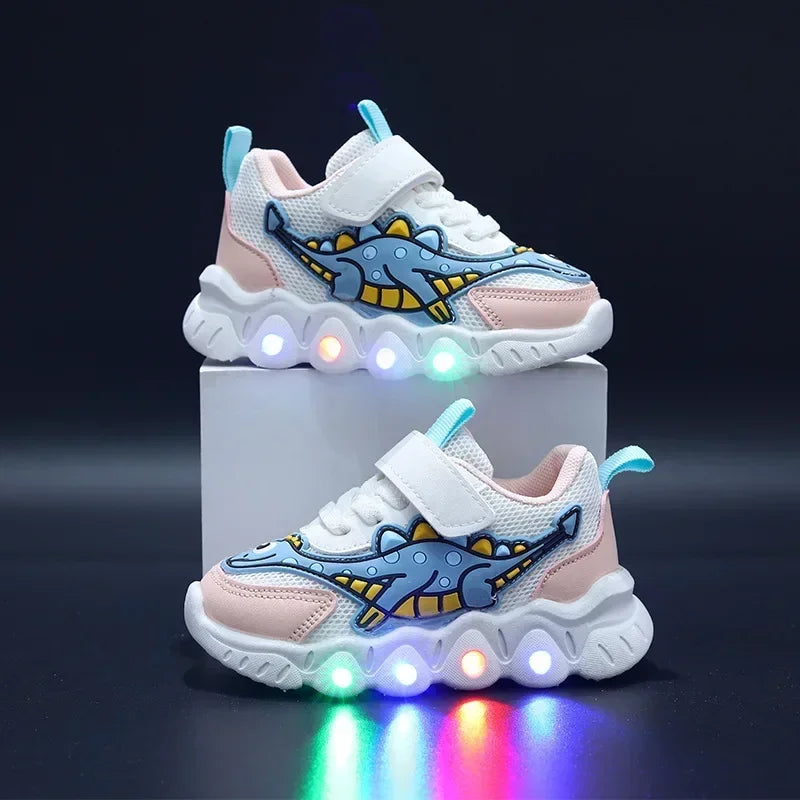 Children Cute Cartoon Boys Casual Sneaker for Children Shoes Girl Mesh Breathable Lighting Shoes Baby Illuminated Shoe