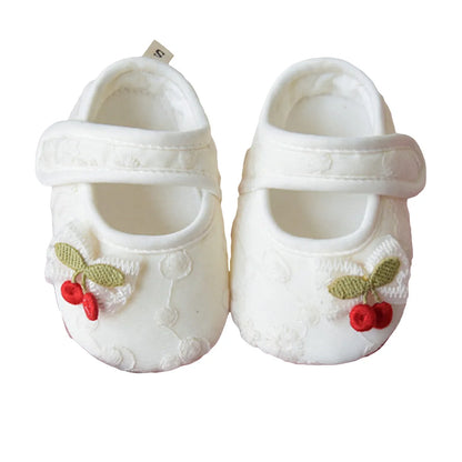 Baby Girl Cute Flats Non-slip Soft Soles Butterfly/Cherry Mary Jane Shoes Casual Walking Shoes for Newborn Toddler