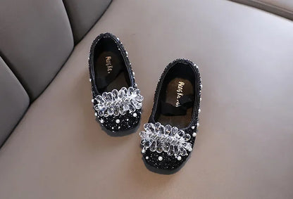 Kids Girl Shoes New Girls Princess Shoes Fashion Children Sequins Bling Bow Shoe Kid Rhinestone Non-slip Flat Shoe