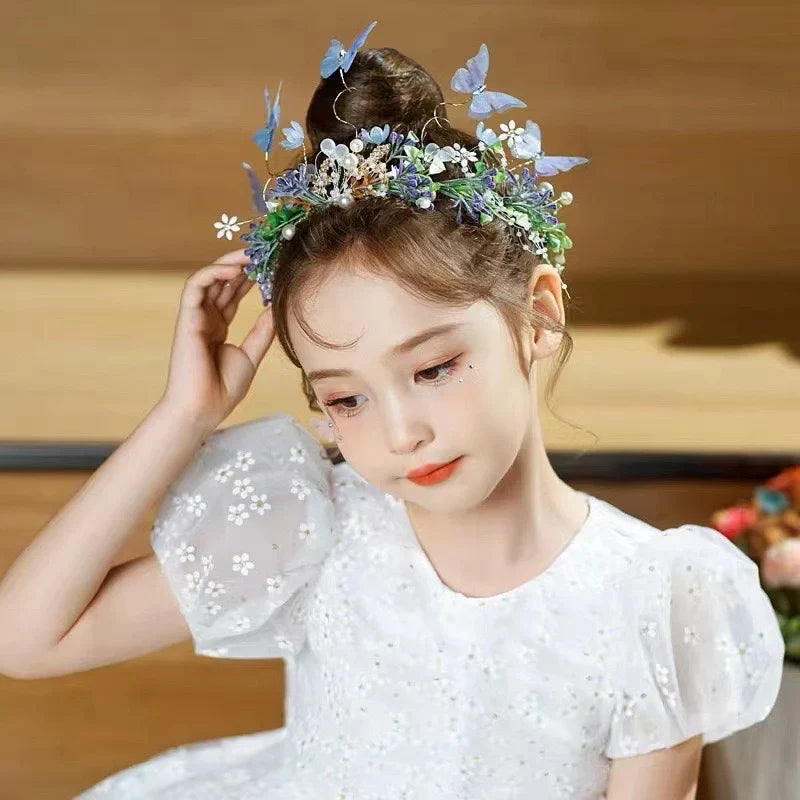 Sweet crowns for bouquets Headband For Kid  Forest Style Hairbands Girl butterfly flower crown Hair Band Flower headpiece