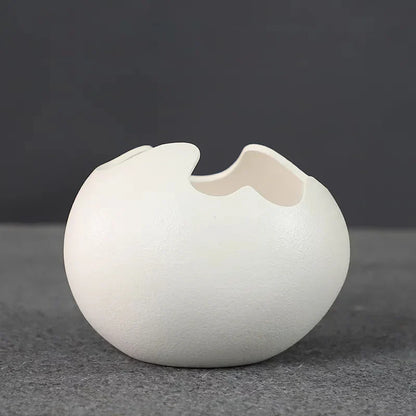 Broken Eggshells Shapes Ceramic Flowerpot Simple Succulent Plant Container Green Planter Small Bonsai Pots Home Decoration
