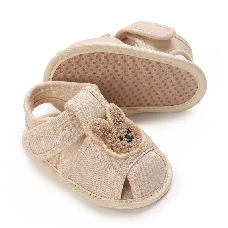 Summer Baby Walking Shoes Baby Shoes Male Sandals Female Cute Cartoon Breathable Shoes Soft Sole Non slip Shoes Headband