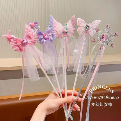 Baby Girls Pink Butterfly Fairy Magic Wand Toddler Snowflake Princess Cos Props Mermaid Cos Crown Photography Props