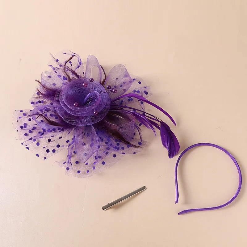 Women's Fashion Flower Feather Bead Hair Clip Bridal Hairband Brida Barrettes Hair Accessories Jewelry