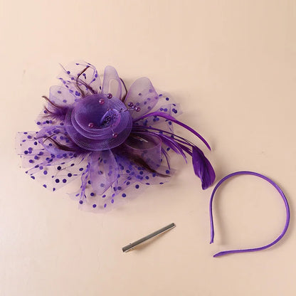 Women's Fashion Flower Feather Bead Hair Clip Bridal Hairband Brida Barrettes Hair Accessories Jewelry