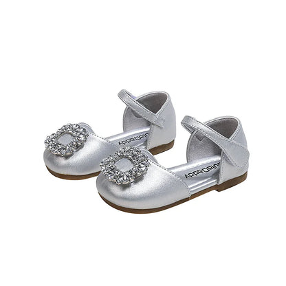Fashion Causal Kids Party Dress Sandals Rhinestone Children's Ballet Flat Sandals Hook Loop