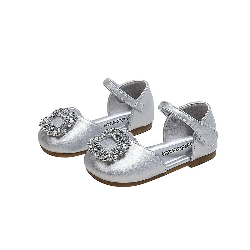 Fashion Causal Kids Party Dress Sandals Rhinestone Children's Ballet Flat Sandals Hook Loop