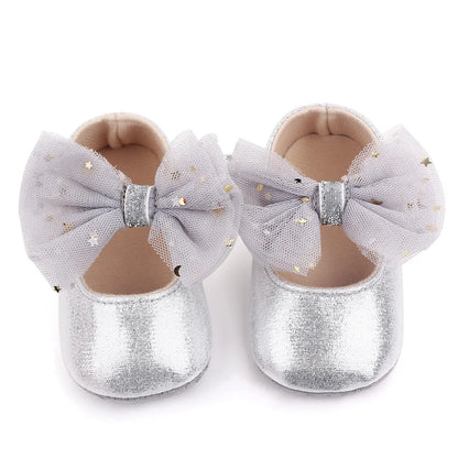 Spring and Autumn New Girl Baby Princess Shoes Mesh Bow 0-12 Months Baby Shoes Single Shoes Learning Walking Shoes