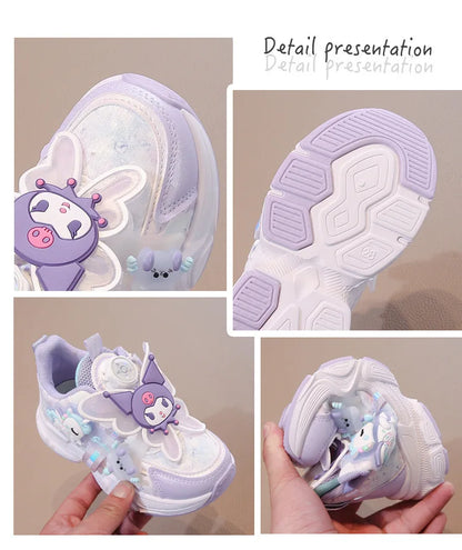 Girls Leather Hook-and-Loop Shoes - Non-Slip Thick Sole Chunky Sneakers Soft Bottom Fashion Casual Shoes for Kids