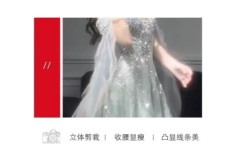 Evening Gown Dress For Women New High-end Light Luxury Niche Heavy Industry High-end Sense Elegant Temperament Host Dress