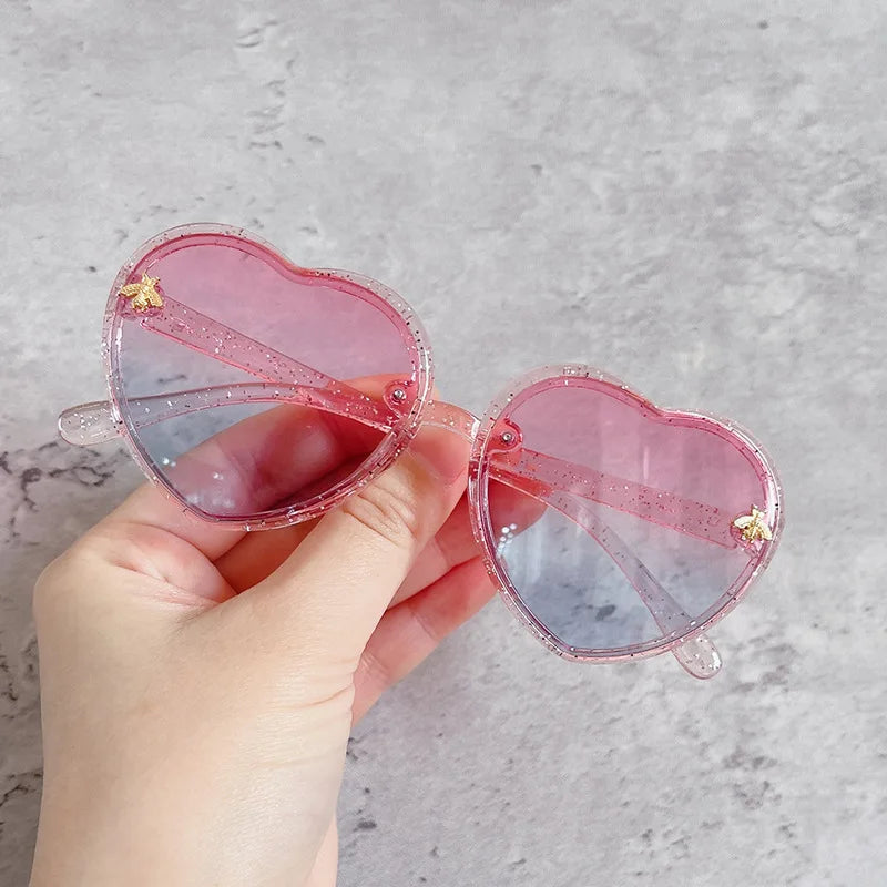 Children Sunglasses Heart-Shape Baby Gradient Sun Shade Cartoon Summer Girls Sunglasses Travel Beach Lovely Sunglasses