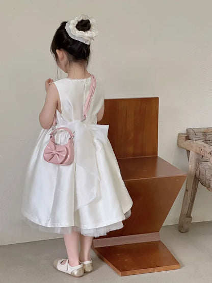 Kids Girls Cute Bowknot Handbag Fashion Crossbody Bag Detachable Strap Mini Shoulder Bag for Children Stylish Purse
