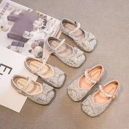 Girls Princess Shoe Soft Sole Ballet Dance Shoes Water Diamond Small Leather Shoes Mary Jane Shoes