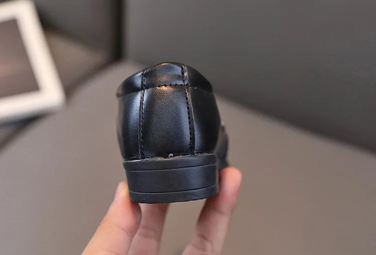 New Kids Shoes for Boys Performance Mary Jane Shoes for Fashion Party Wedding Shows Children Black Slip-on Loafers Leather Shoes