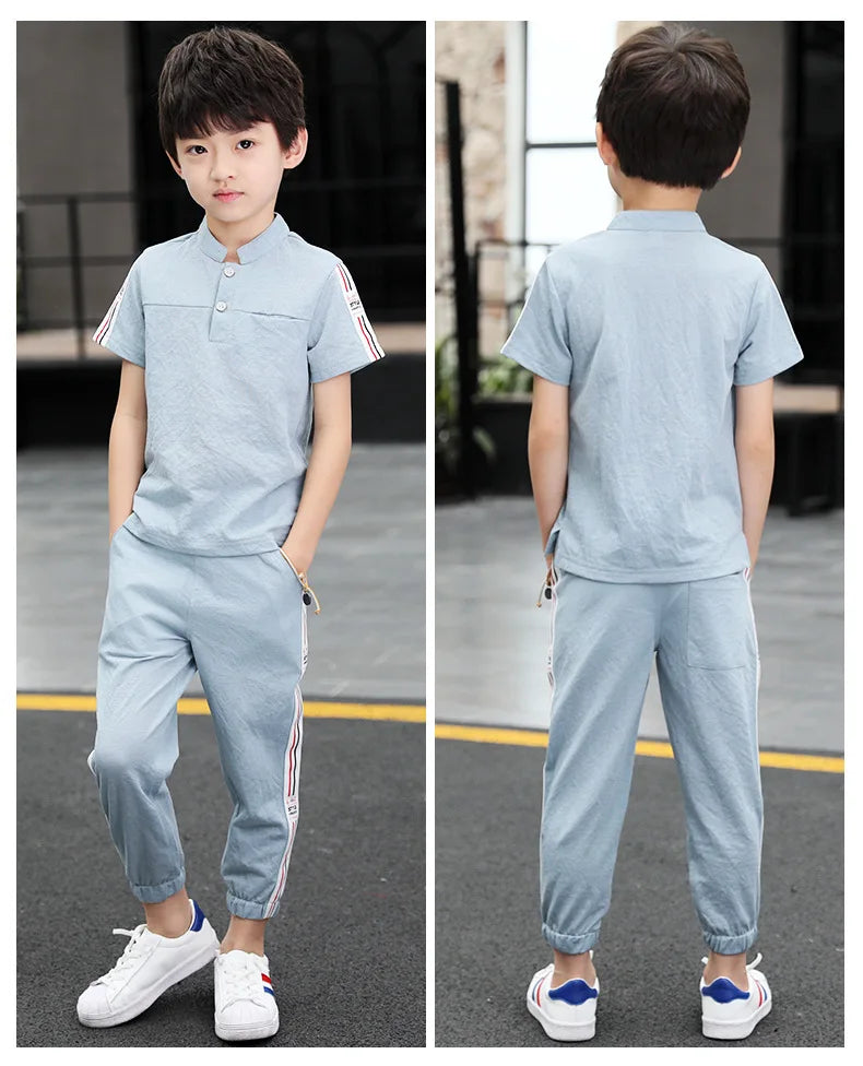New Summer Boys Clothing Sets Children T-shirt Short Sleeve +Pants Set Two Pieces Set Kids Baby Boys Clothes 6 8 10 Years Old