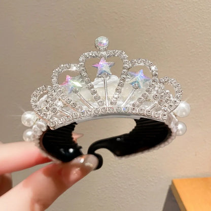 Children's New Year Crown Pearl Crystal Chinese Hair Claw Rhinestone for Princess Dress