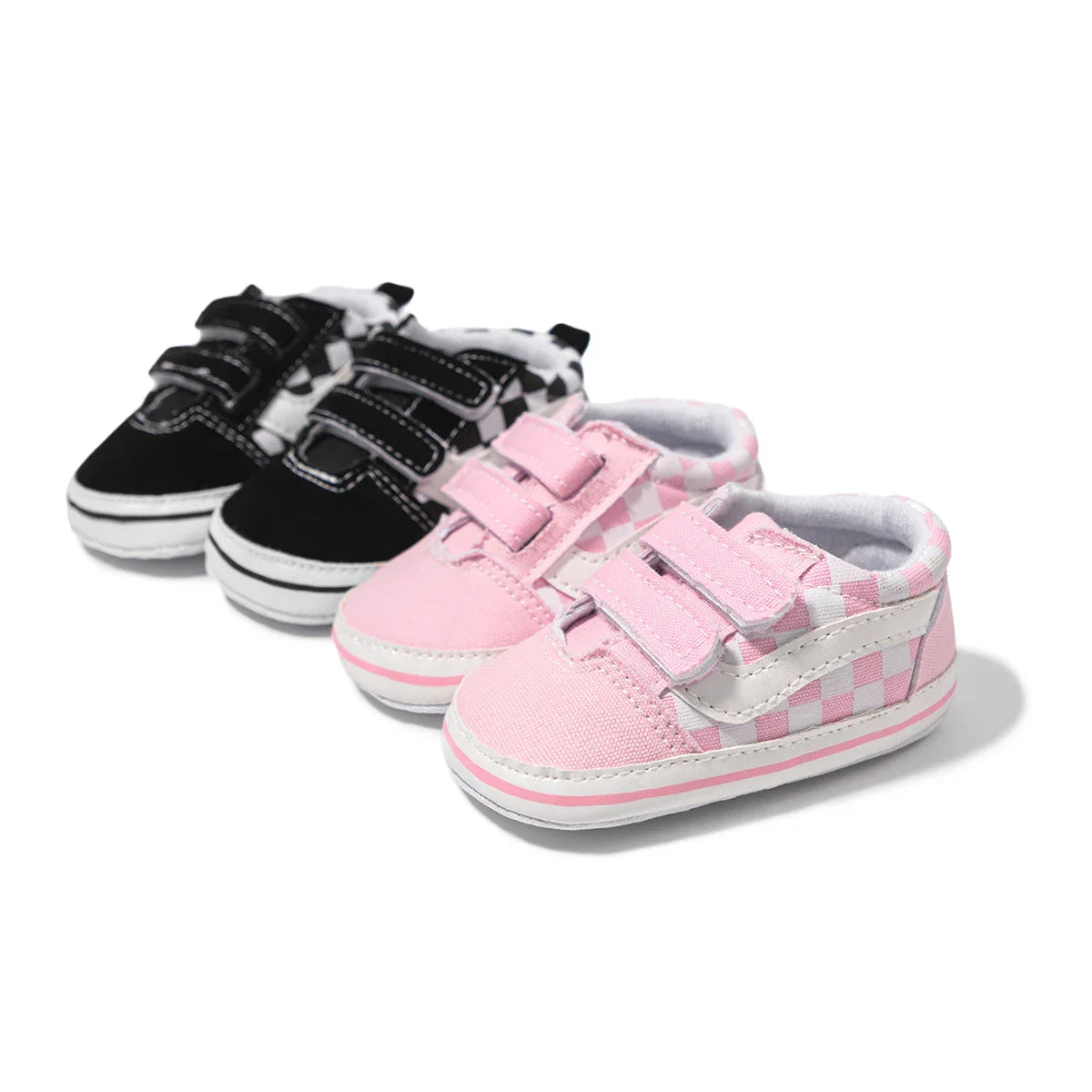 Baby Boy Girl Shoes Canvas Sneakers Non-slip Rubber Sole Plaid Streaks First Walkers Infant Baby Unisex Casual Shoes