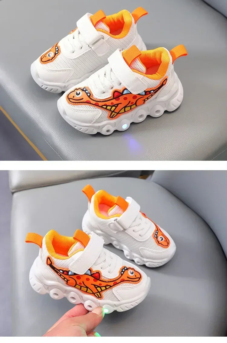 Children Cute Cartoon Boys Casual Sneaker for Children Shoes Girl Mesh Breathable Lighting Shoes Baby Illuminated Shoe